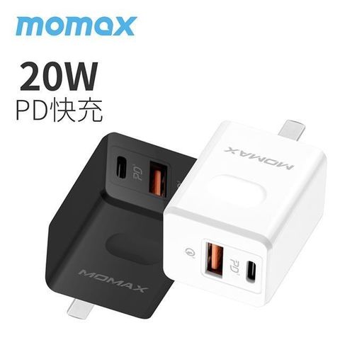 MOMAX 摩米士 【南紡購物中心】  ONEPlug USB-C雙孔充電器20W PD快充(UM16)_黑