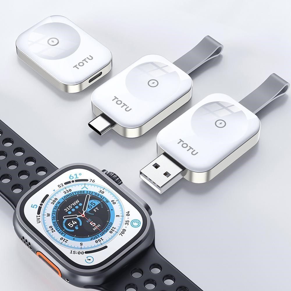 TOTU 【南紡購物中心】 Apple Watch 9/8/7/6/5/4/3 Ultra 全系列 TO Type-C/Lightning母/USB 攜帶型磁吸無線充電器充電盤 鋅系列 拓途