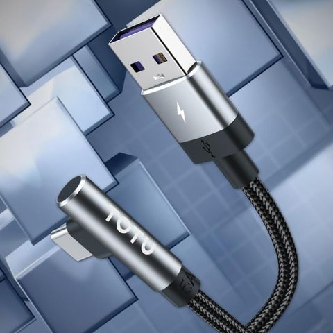 【TOTU】Type-C充電線傳輸線編織快充線閃充線 彎頭 極速 1.2M 拓途