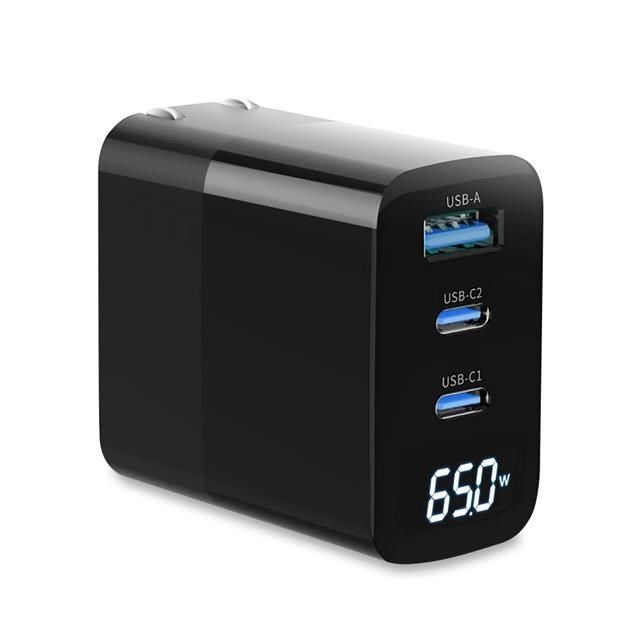 MYCELL 數顯65W氮化鎵GDK55T+HANG R18 100W高密編織 C to C 快充充電線1米