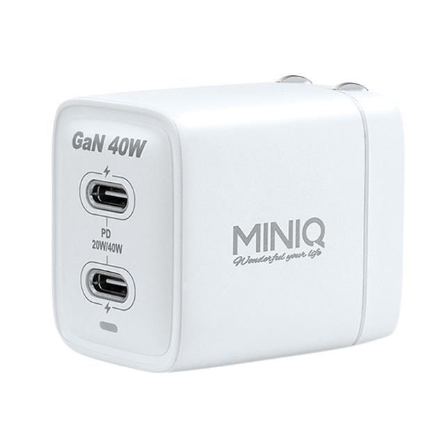 miniQ 【南紡購物中心】  40W AC-DK69T氮化鉀2C孔充電配件組(內附1米60W,C-C充電線)