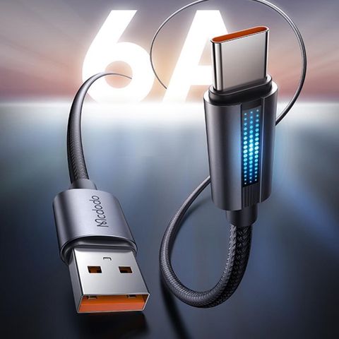【南紡購物中心】 【Mcdodo】USB-A TO Type-C 1.2M 100W 快充充電傳輸編織閃充線 QC4.0 LED 呼吸燈 星爍系列 可支援iPhone 15/15 Plus/15 Pro/15 Pro Max系列