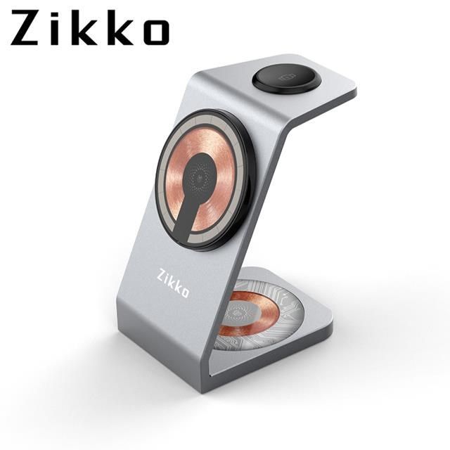 Zikko 即刻 【南紡購物中心】  特務Z / 三合一鋁合金無線充電座ZKUD001