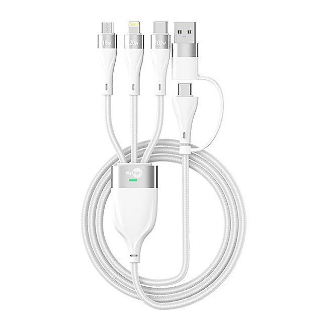 MYstyle 【南紡購物中心】 Noratec   A340雙USB輸出-粉+ 二出三 6用型快充線-白