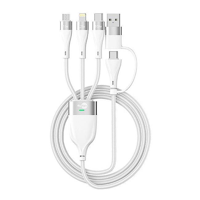 HANG 【南紡購物中心】  PD   22W多協議快充充電器黑+MyStyle 二出三 6用型快充線-白