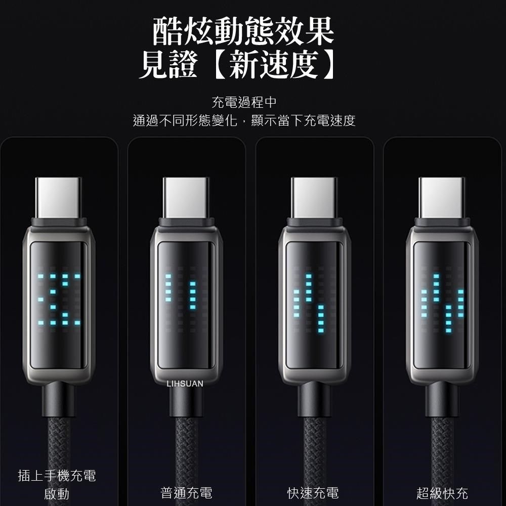 Mcdodo 麥多多 【南紡購物中心】 USB-A TO Type-C充電線傳輸線快充線閃充線編織線 QC4.0 動態數顯 酷炫 1.2M &nbsp;可支援iPhone 15/15 Plus/15 Pro/15 Pro Max系列&nbsp;