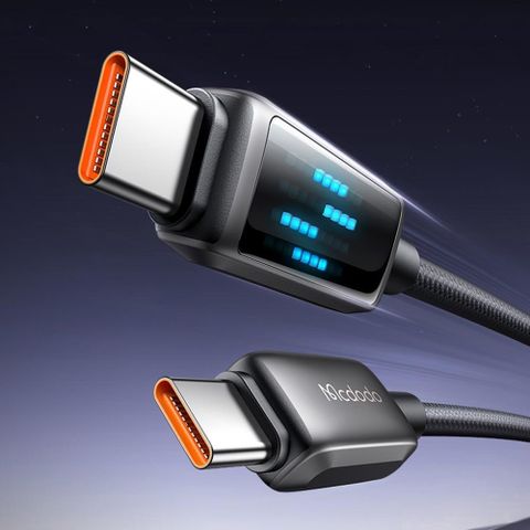 Mcdodo 麥多多 【南紡購物中心】 USB-C TO Type-C PD 1.2M 100W 快充充電傳輸線 LED 動態數顯 酷炫&nbsp;雙Type-C/PD閃充編織線