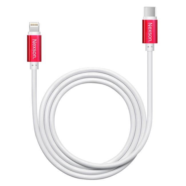 HANG 【南紡購物中心】  20W   PD(Type-C輸出)迷你快充黑+NEXSON 蘋果認證 Type-C to Lightning PD閃充線-紅色