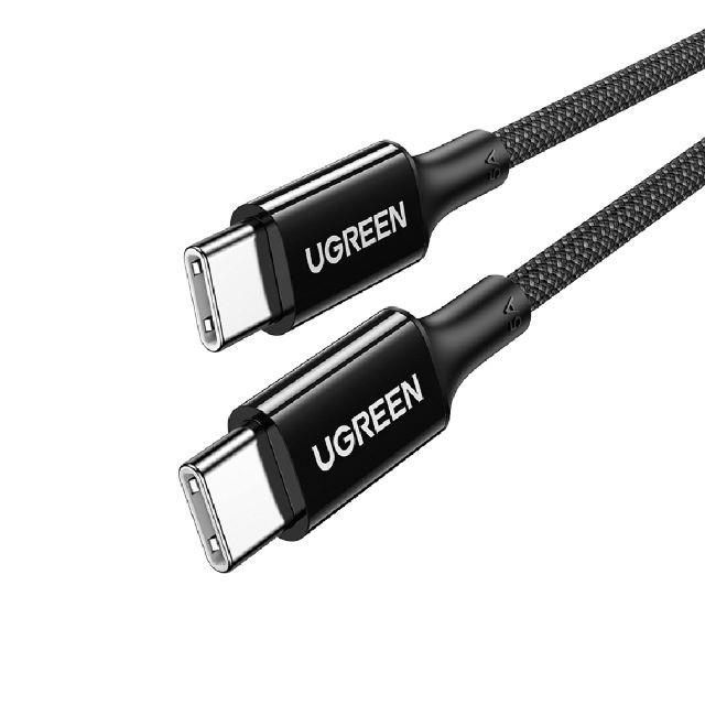 Ugreen Ugreen_ 100W 雙USB-C 快充充電線/傳輸線 彩虹編織版 (規格: 黑色(1公尺))