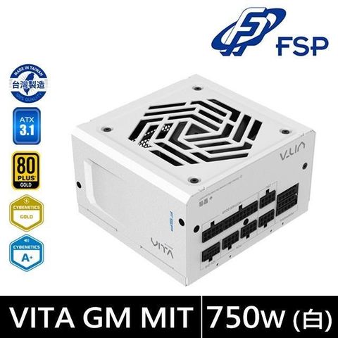 FSP 全漢 VITA GM MIT 750W ATX3.1 PCle5.1 雙金牌全模組電源 白 (台灣製造/扁線材/A+低噪認證)