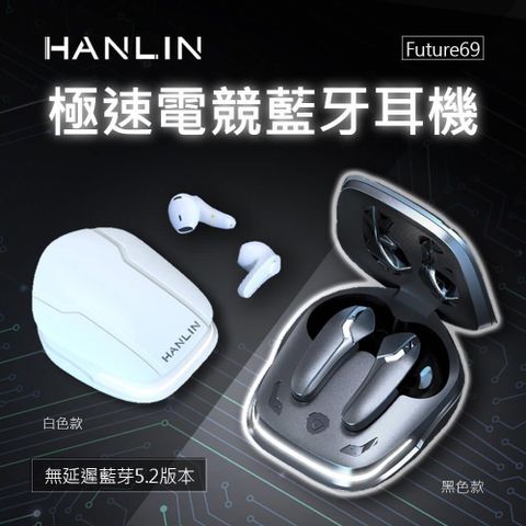 【南紡購物中心】 HANLIN-Future69 極速電競藍牙耳機-白