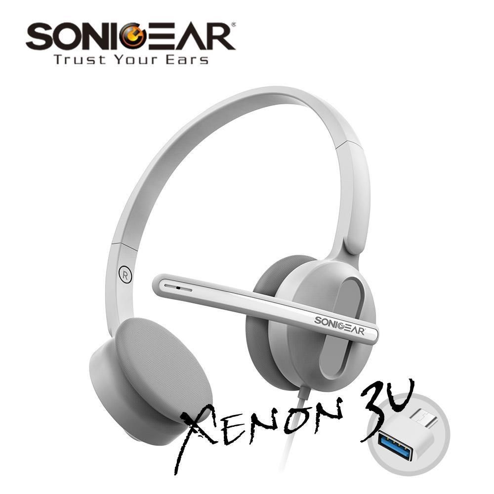 SonicGear Xenon 3U 粉彩輕巧雙模式有線耳機麥克風_L.Grey