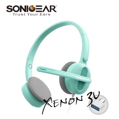 【SonicGear】/Xenon 3U/ 粉彩輕巧雙模式有線耳機麥克風_Mint