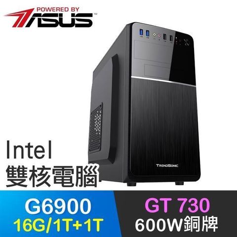 ASUS 華碩 【南紡購物中心】 系列【審判天使】G6900雙核 GT730 高效能電腦(16G/1T SSD+1T)