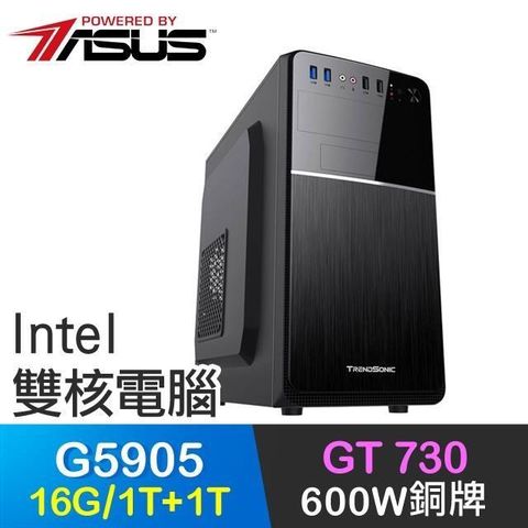ASUS 華碩 系列【盲眼武僧】G5905雙核 GT730 高效能電腦(16G/1T SSD+1T)