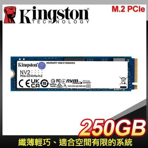 【南紡購物中心】 Kingston 金士頓 NV2 250G M.2 PCIe SSD固態硬碟【三年保】