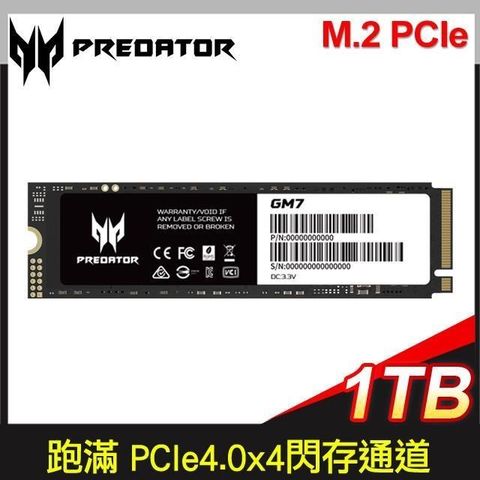 【南紡購物中心】 ACER 宏碁 Predator GM7 1TB M.2 PCIe Gen4x4 SSD固態硬碟