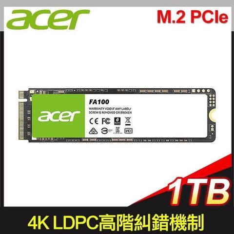 【南紡購物中心】 ACER 宏碁 FA100 1TB M.2 PCIe Gen3x4 SSD固態硬碟