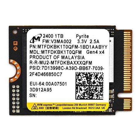 【南紡購物中心】 美光 micron 2400 1T 1TB 2230 M.2 PCIE NVMe SSD 固態硬碟