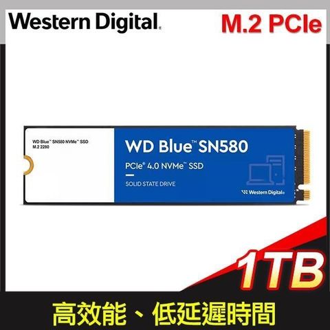 【南紡購物中心】 WD 威騰 藍標 SN580 1TB NVMe M.2 PCIe SSD固態硬碟(WDS100T3B0E)