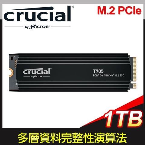 【南紡購物中心】 Micron 美光 Crucial T705 1TB PCIe 5.0 NVMe SSD《附散熱片》