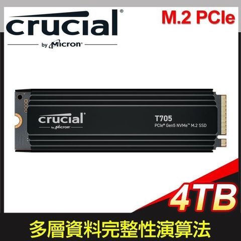 【南紡購物中心】 Micron 美光 Crucial T705 4TB PCIe 5.0 NVMe SSD《附散熱片》