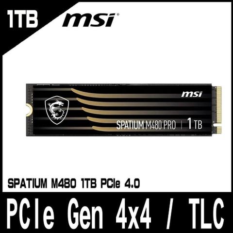 【南紡購物中心】 MSI微星 SPATIUM M480 PRO 1TB Gen4 PCIe SSD