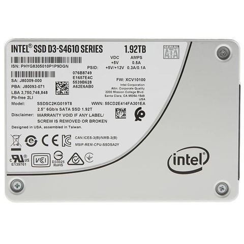 【南紡購物中心】 Intel D3-S4610 1.92TB 1.92T 2.5" SSD SATA TLC SSDSC2KG019T801 固態硬碟