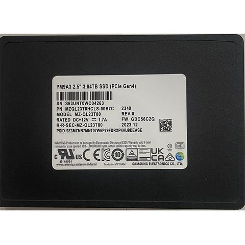 【南紡購物中心】 SAMSUNG PM9A3 3.84TB U2 2.5” PCIe 4.0 x4 MZQL23T8HCLS SSD工業包 固態硬碟