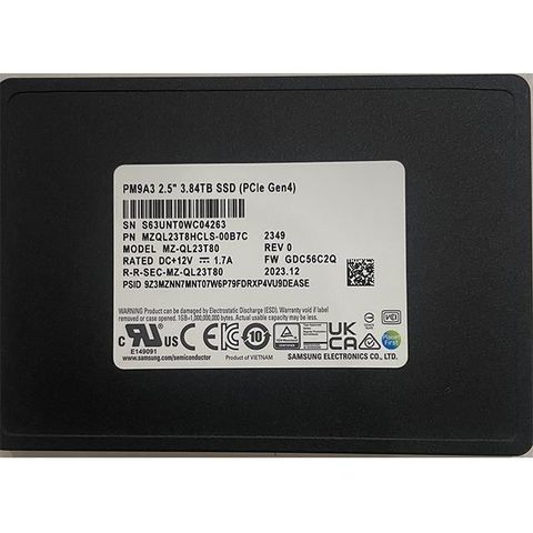 Samsung 三星 【南紡購物中心】  PM9A3 3.84TB U2 2.5 PCIe 4.0 x4 MZQL23T8HCLS SSD工業包 固態硬碟