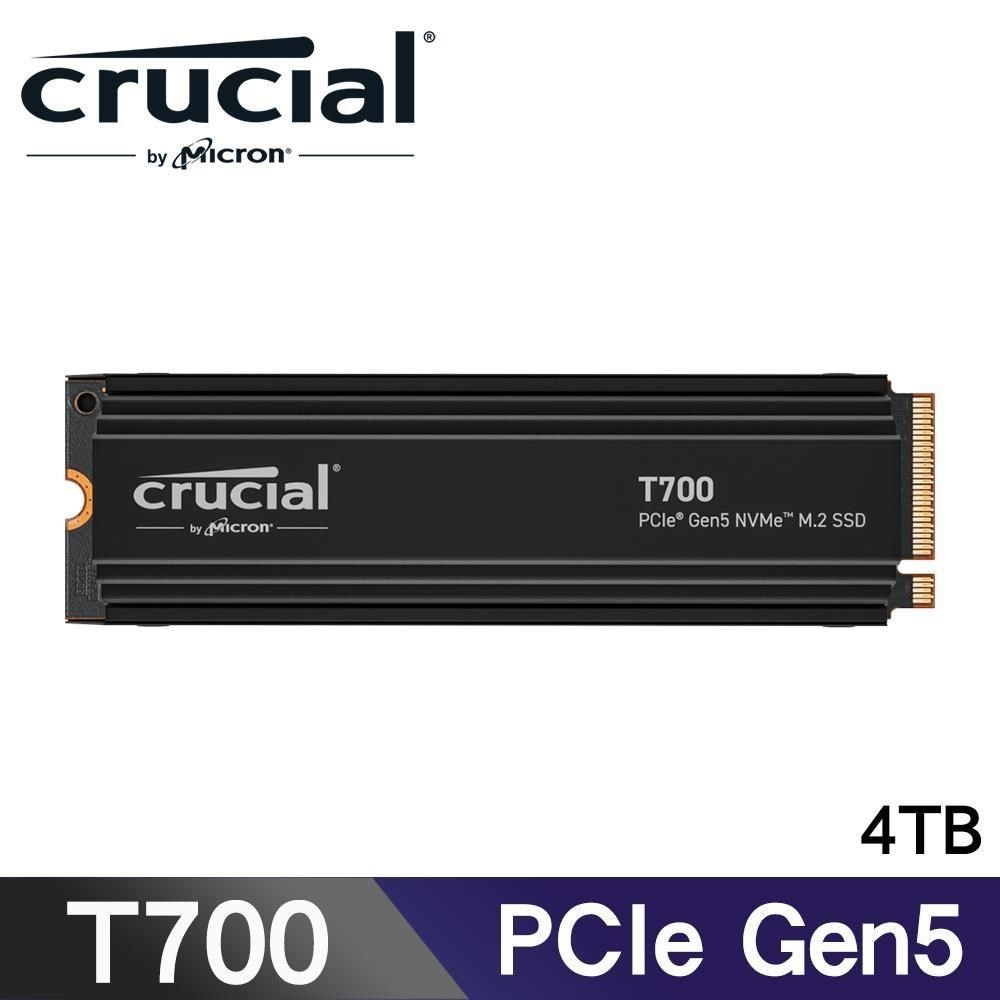 Micron 美光 美光<br />Crucial T700 4TB PCIe Gen5 NVMe M.2 SSD《附高品質散熱片》(CT4000T700SSD5)