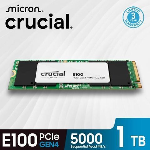 美光 Crucial E100 1TB M.2 PCIe Gen4 NVMe SSD