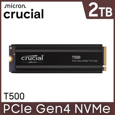 Micron 美光 Crucial T500 2TB PCIe Gen4 NVMe M.2 SSD 含散熱器 (CT2000T500SSD5)