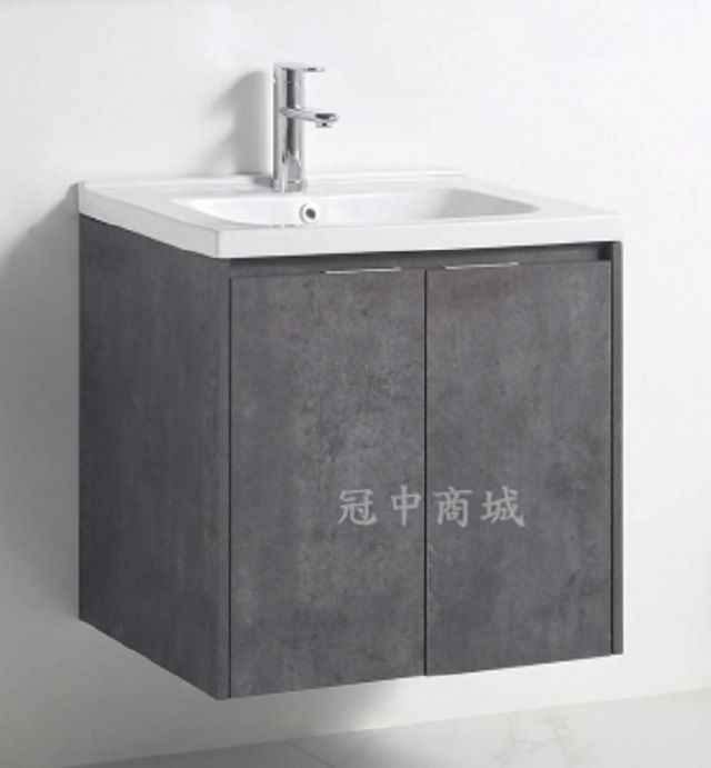 MOOIMOM 沐伊孕哺 【沐伊衛浴 雙門防水浴櫃組 】不含水龍頭 鏡櫃 MooE 清水模  含面盆 防水發泡板 收納方便  V5-60MG