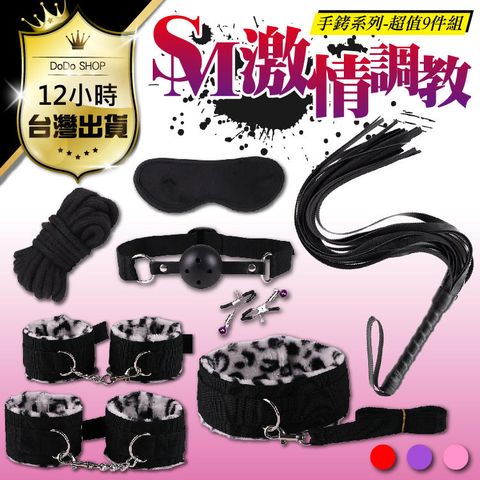 【SM超值十件組！激情之夜性愛調教】捆綁繩 手銬 皮鞭 項圈 眼罩 乳夾 腳銬 SM 情趣用品 DX022-09