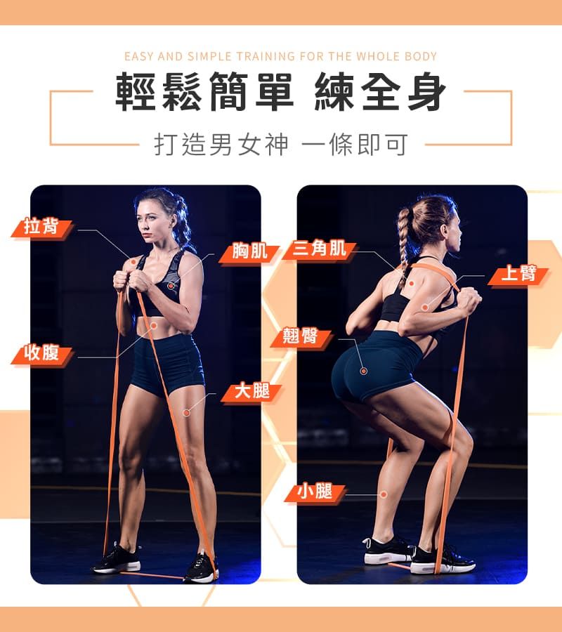 拉背EASY AND SIMPLE TRAINING FOR THE WHOLE BODY輕鬆簡單 練全身打造男女神 一條即可胸肌 三角肌收腹大腿Ⓡ「翹臀小腿上臂