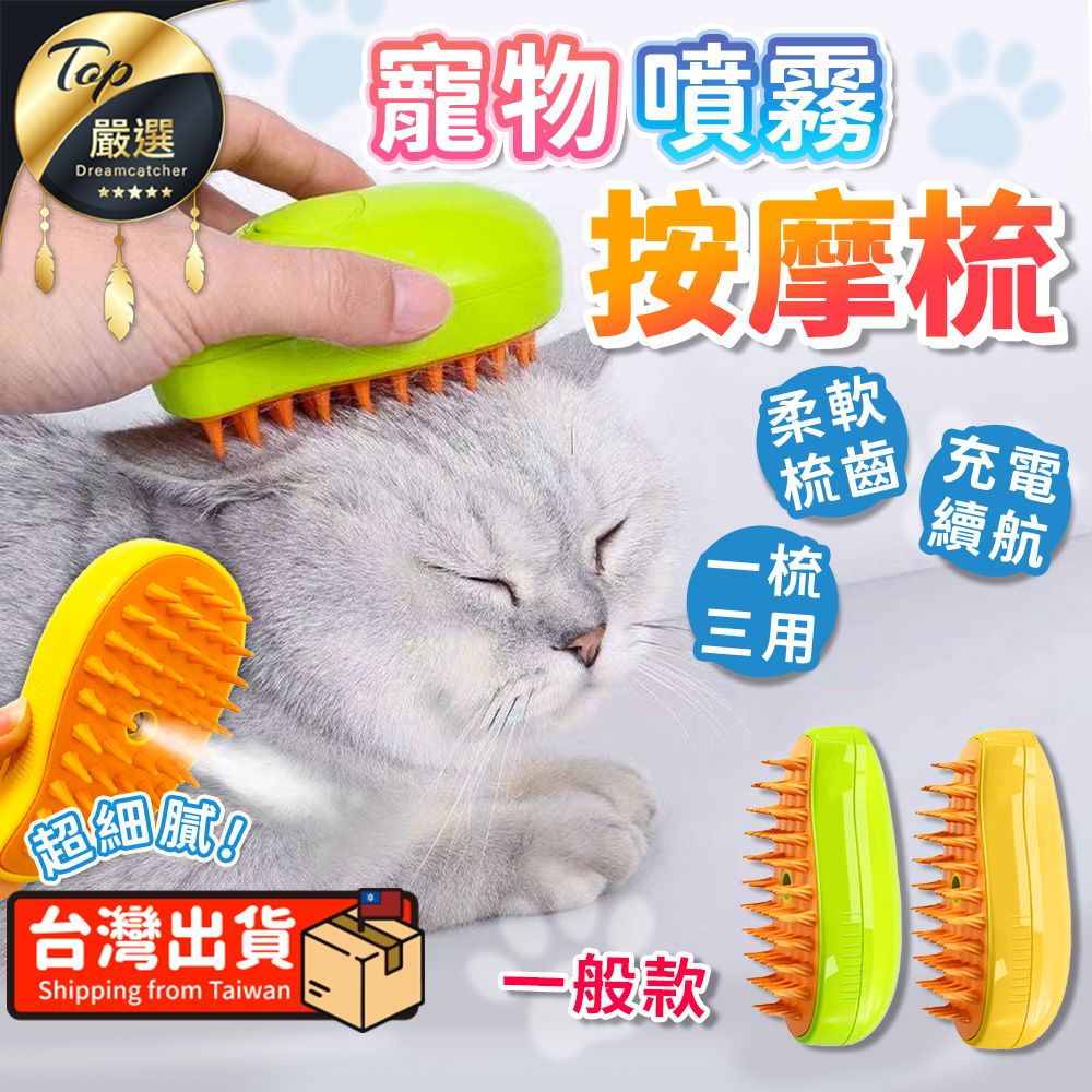 嚴選Dreamcatcher寵物噴霧按摩柔軟超台灣出貨Shipping from Taiwan一般款梳齒 充電續航-梳梳三用