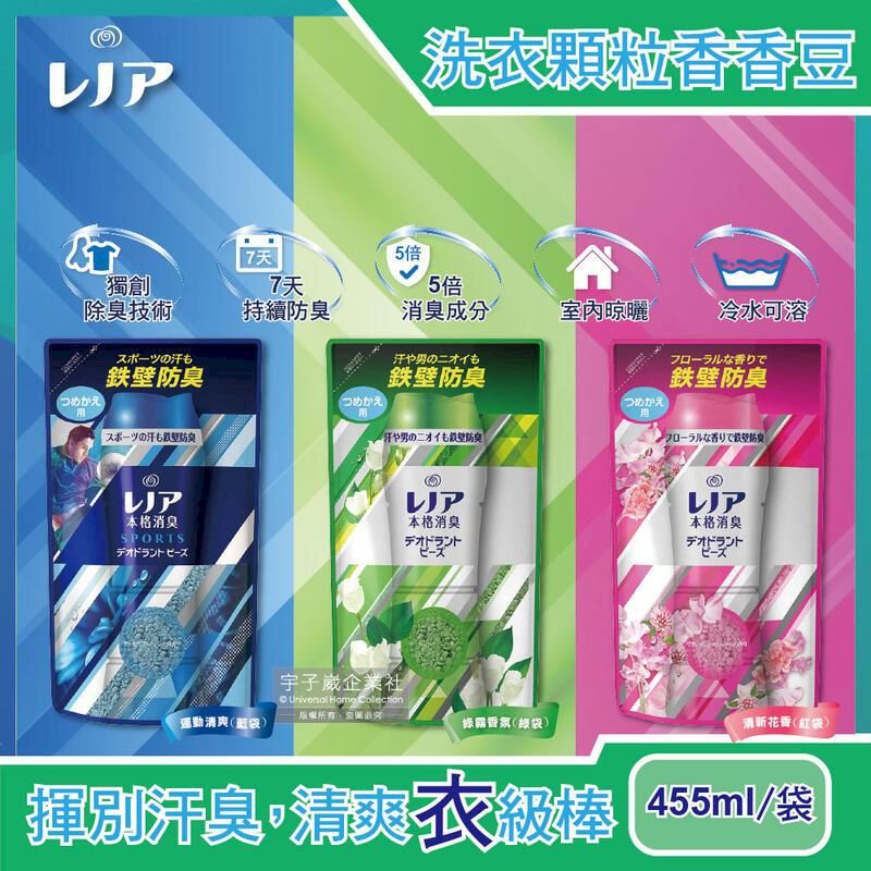  日本P&G-Lenoir本格消臭衣物芳香顆粒香香豆455ml/袋