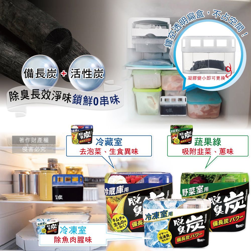 透明扁品空間!備長活性炭除長效淨味鎖鮮串味凝膠變小即可更換著作財產權侵害必究冷藏炭パワー去泡菜、生食異味 蔬果綠吸附韭菜、蔥味室炭冷蔵庫用皂除魚肉腥味冷凍室キムチ生もの臭!備長冷凍室用冷凍臭、悩む前に!脱野菜室用炭備長炭脱炭備長炭