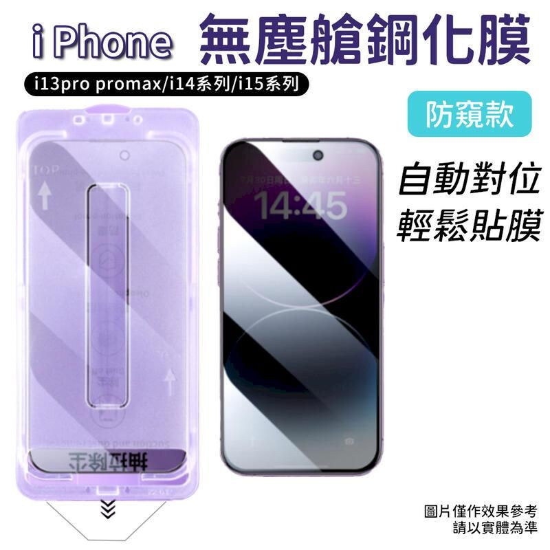  iPhone13 / 14 / 15 無塵艙保護貼 一秒貼膜【防窺款】