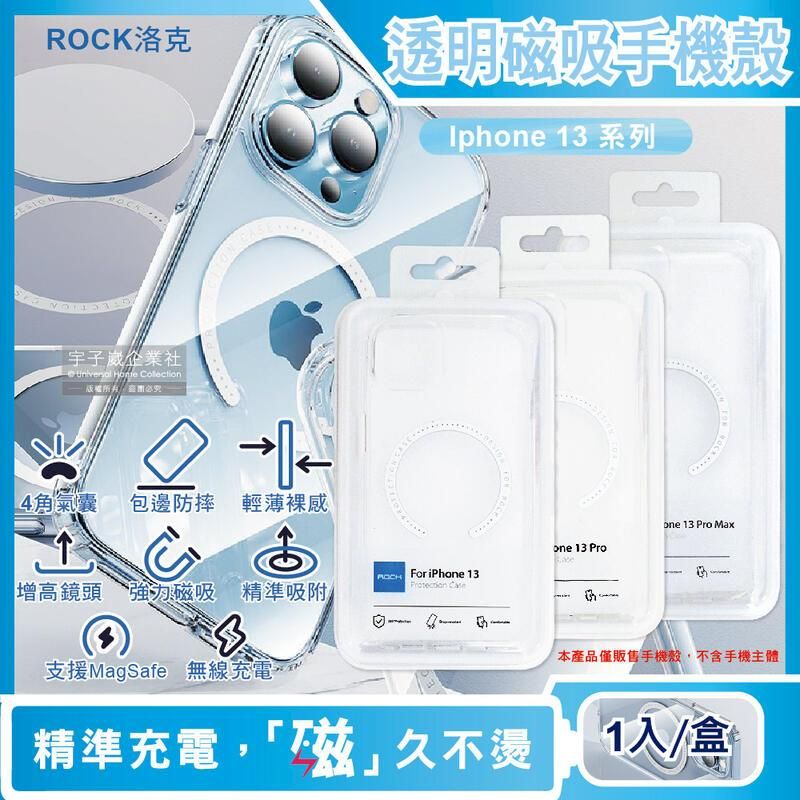  ROCK洛克-iphone 13/Pro/Max防摔手機保護殼1入/盒-透明