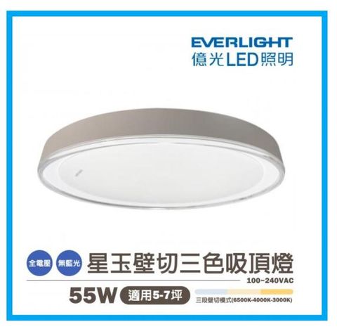 億光 LED 55W LED 星玉 壁切三色壁切吸頂燈
