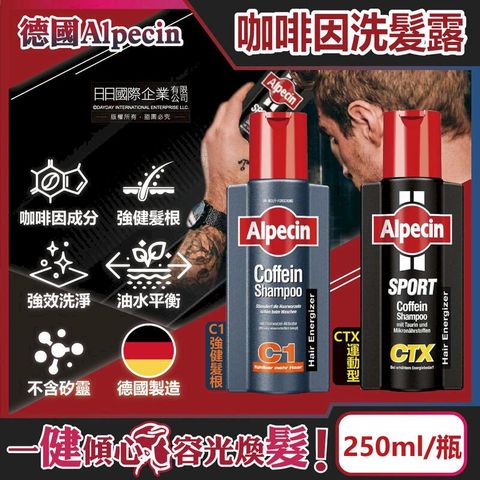 (2瓶)德國Alpecin-強健髮根控油無矽靈咖啡因洗髮凝露250ml/瓶