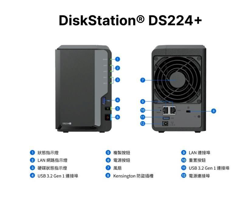 Synology 群暉DS224+ 2Bay NAS 網路儲存伺服器- PChome 24h購物