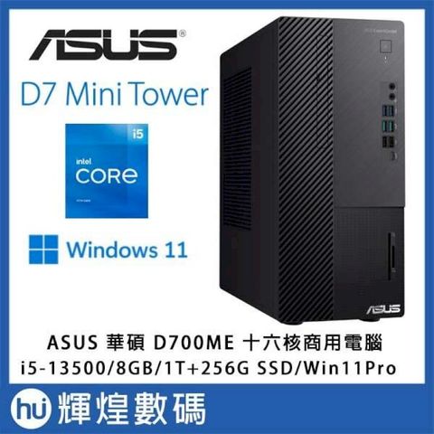 ASUS 華碩 i5 商用電腦(D700ME/i5-13500/8G/1T HDD+256G SSD/W11P