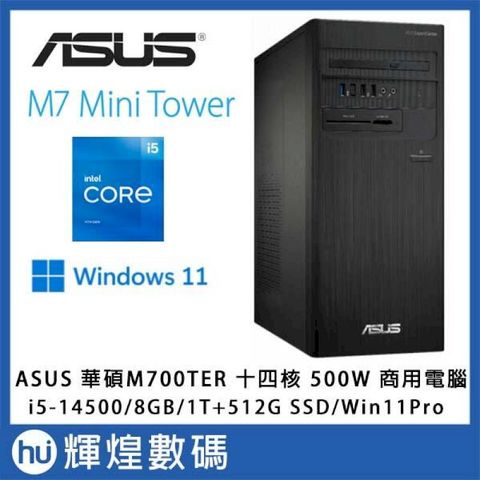 華碩 ASUS M700TER 14核心 商用電腦  i5-14500/8G/1TB+512G SSD/W11P