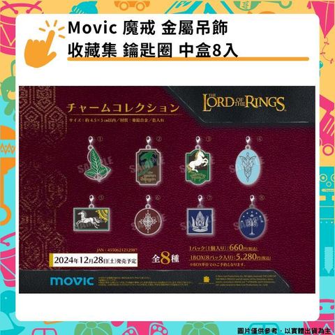 Movic 魔戒 金屬吊飾收藏集 鑰匙圈 中盒8入 The Lord of the Rings