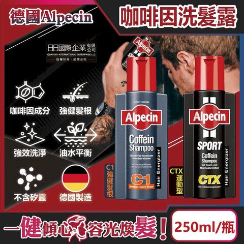 德國Alpecin-強健髮根控油無矽靈咖啡因洗髮凝露250ml/瓶