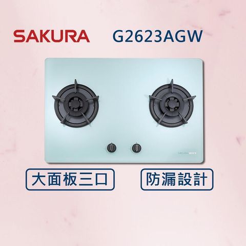 【櫻花】二口大面板易清檯面爐 G2623AG 白玻(北北基安裝)
