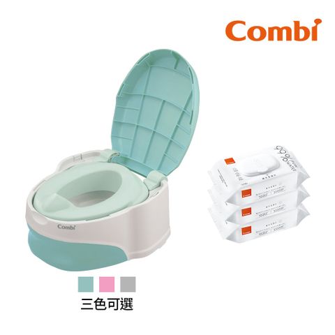 Combi 業界最多段數變化進階性練習建立成就感-優質坐式分段訓練便器+濕紙巾組